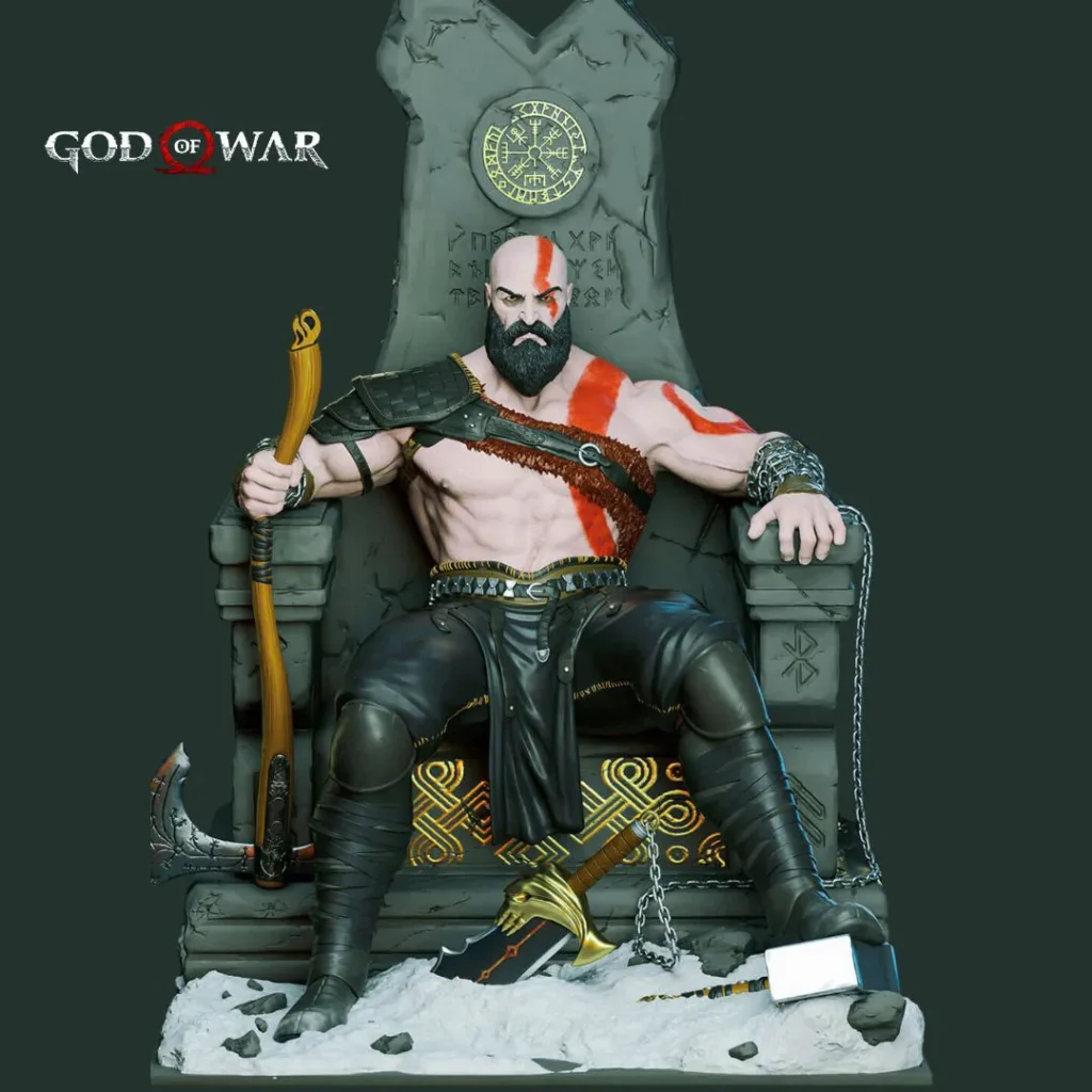 Kratos on Throne– God of War – Blades of Chaos